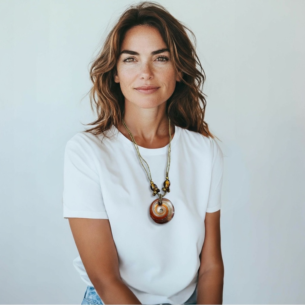 Artisan Gold and Brown Swirl Necklace